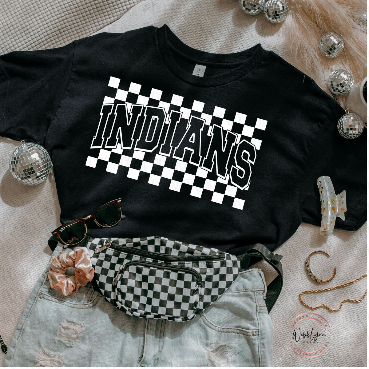 Indians Checkered DTF Transfer