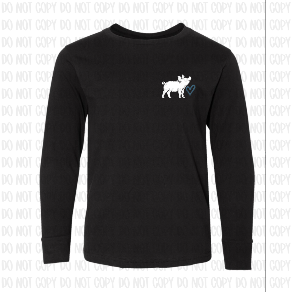 Blue Quarter Farm Pig Long Sleeve
