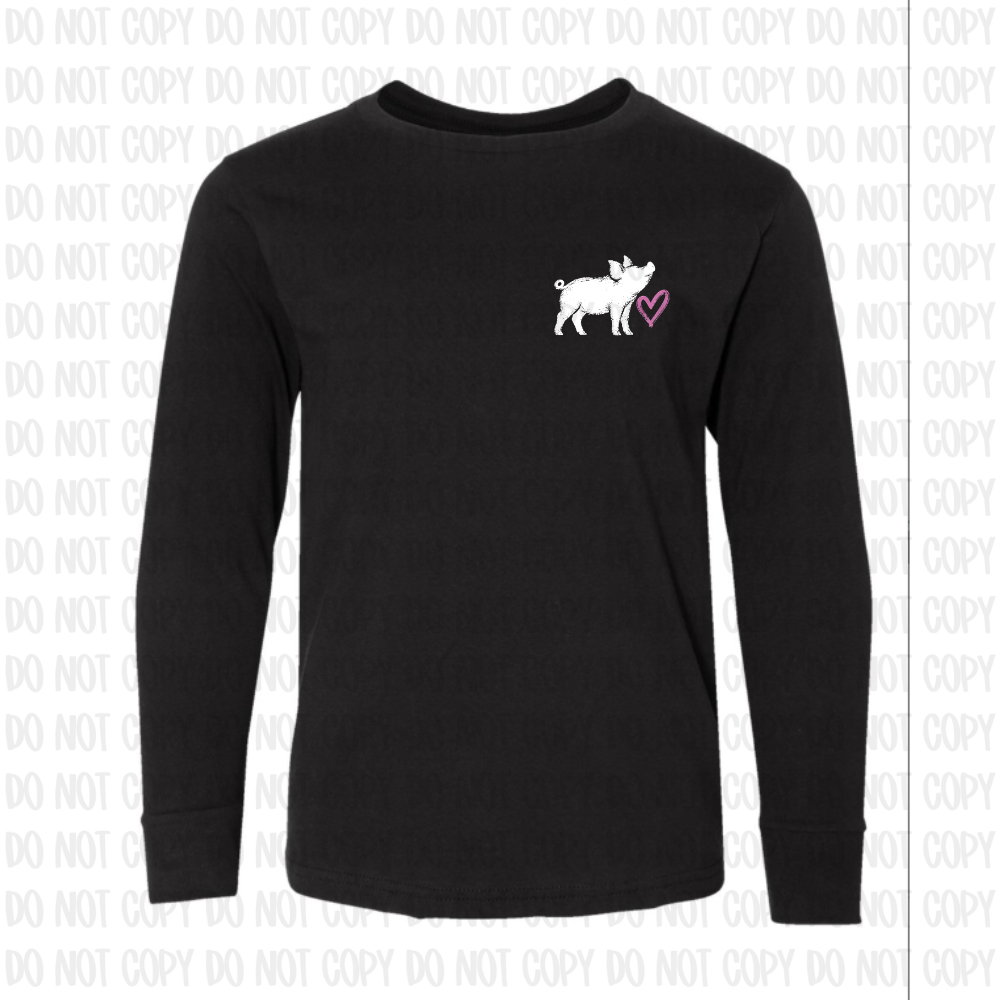 Blue Quarter Farm Pink Pig Long Sleeve