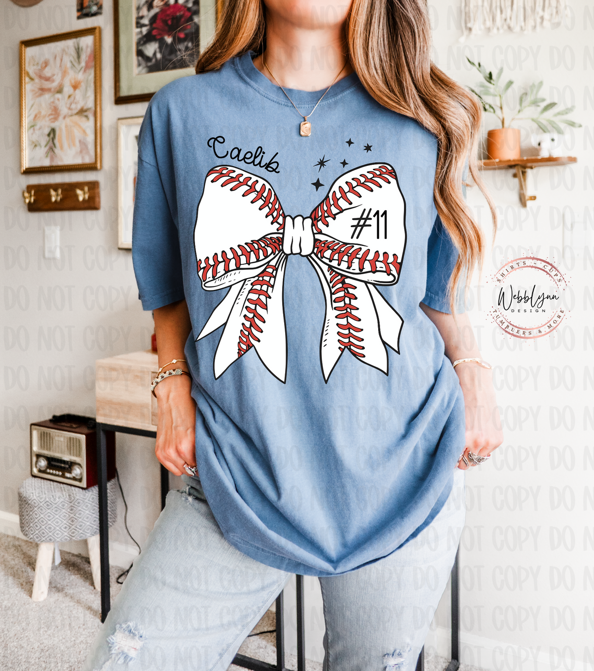 Baseball Bow DTF Transfer Personalized