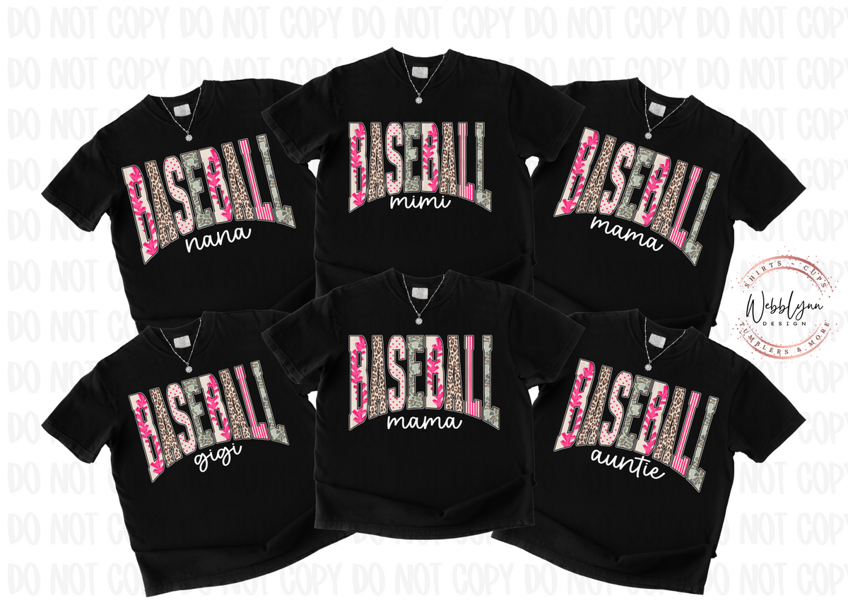 Pink Camo Baseball Names DTF Transfer