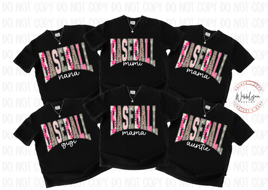 Pink Camo Baseball Names DTF Transfer