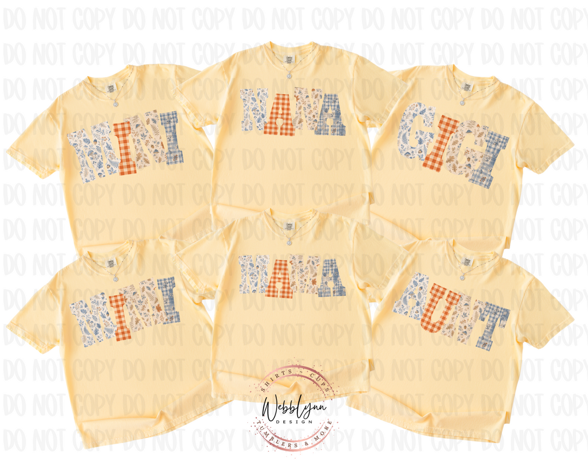 Quilted Names DTF Transfer