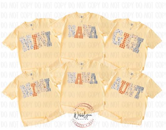 Quilted Names DTF Transfer