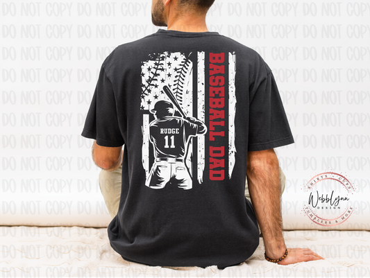 Baseball Dad DTF Transfer Personalized