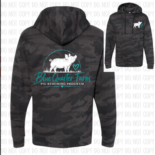 Blue Quarter Farm Pig Hooded Sweatshirt