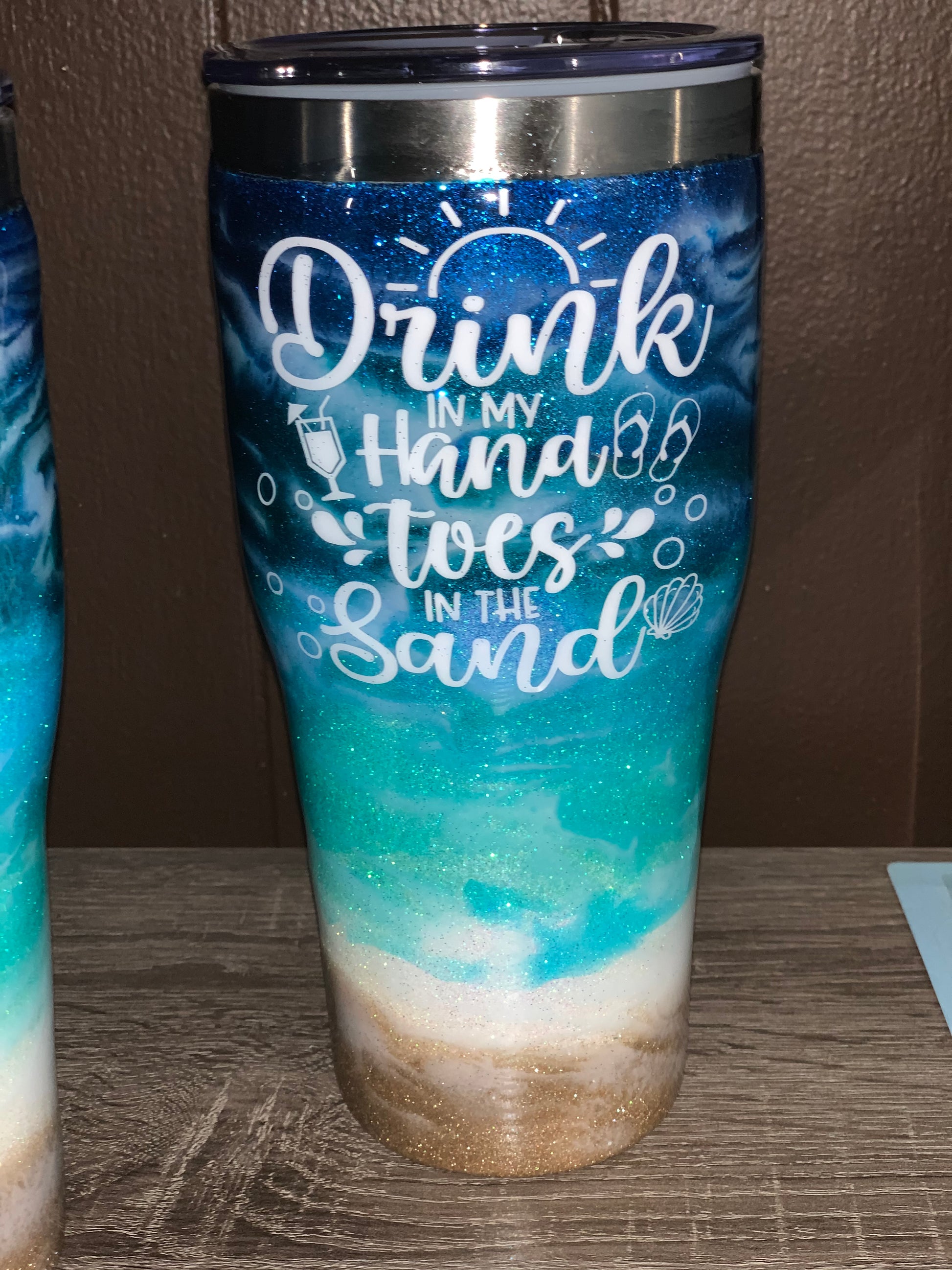 30oz Beach Glitter Tumbler Little Mermaid  Custom tumbler cups, Glitter  tumbler cups, Diy cups