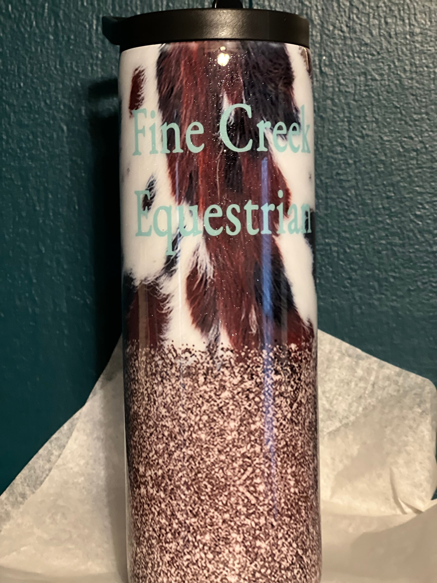 Glitter Cow Print Tumbler