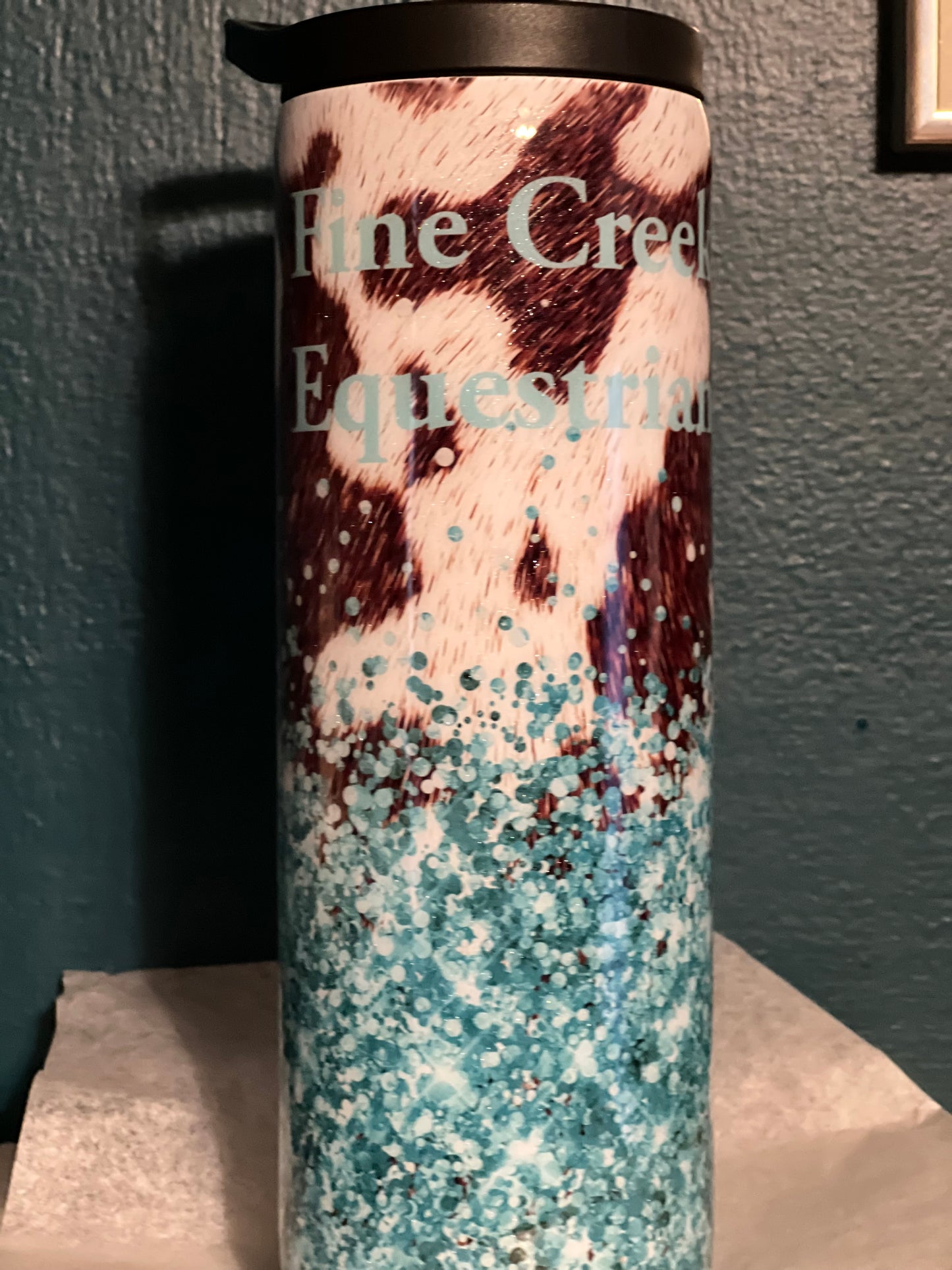 Glitter Cow Print Tumbler