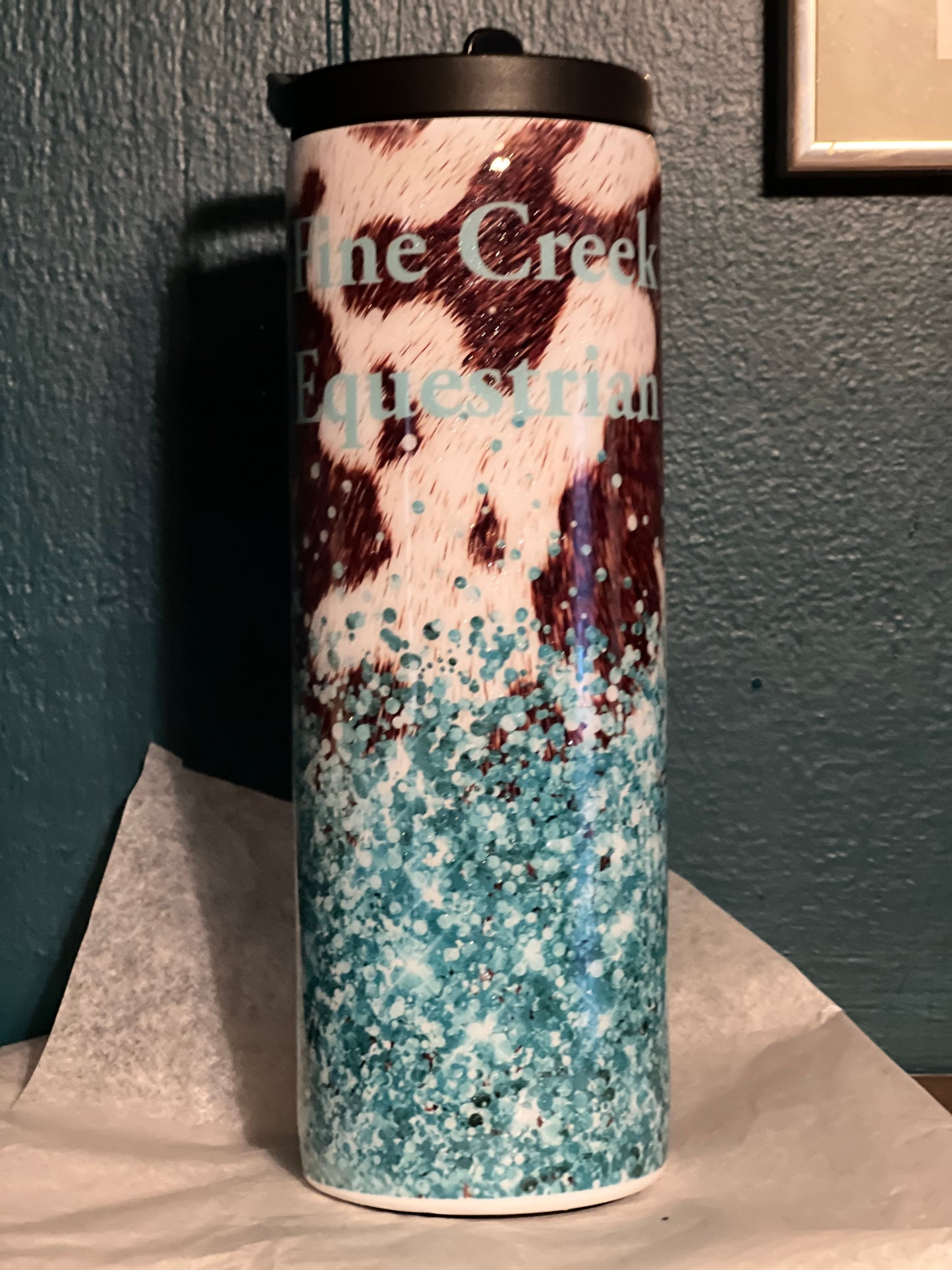 Glitter Cow Print Tumbler