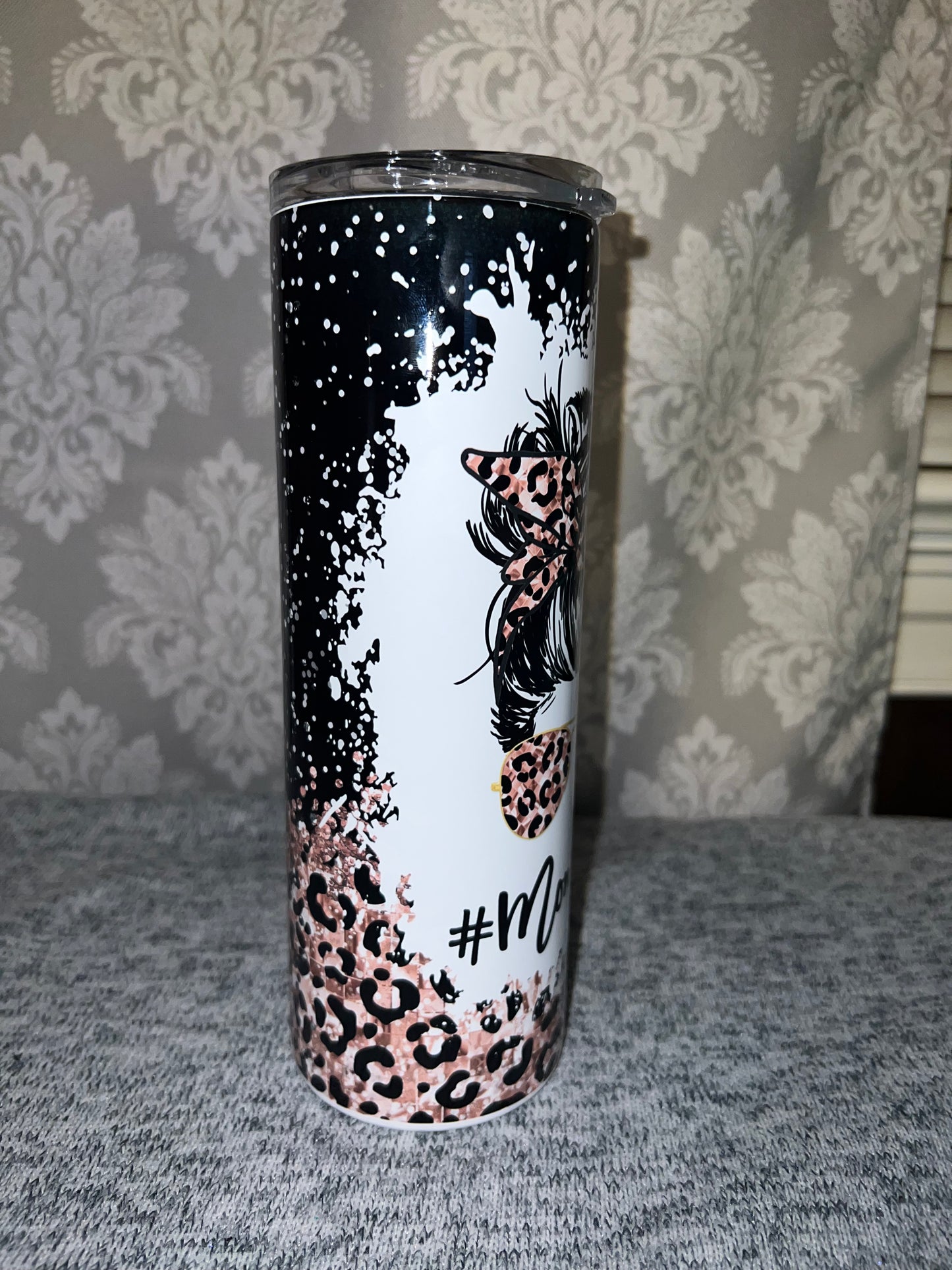 Mom Life Messy Bun Leopard Tumbler