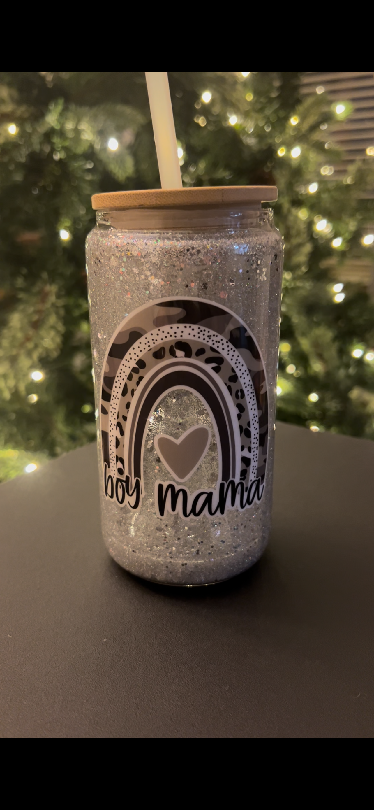 Boy Mama Snow Globe Tumbler