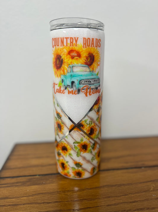 Country roads take me home tumbler