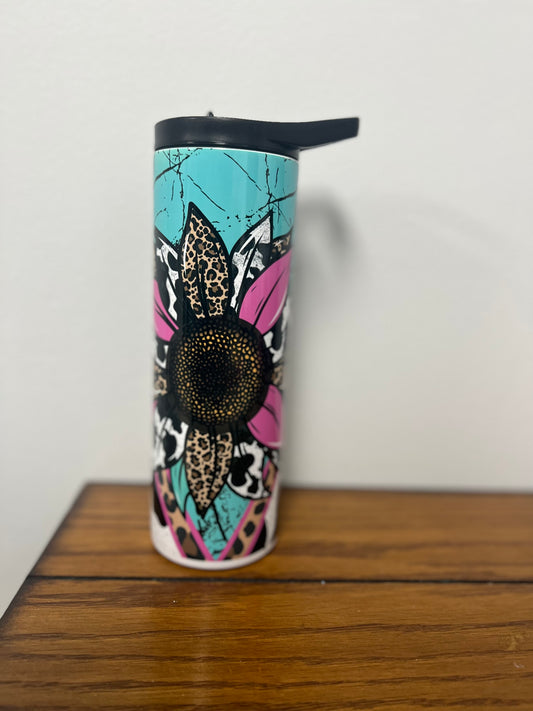 Turquoise Cow Print Tumbler