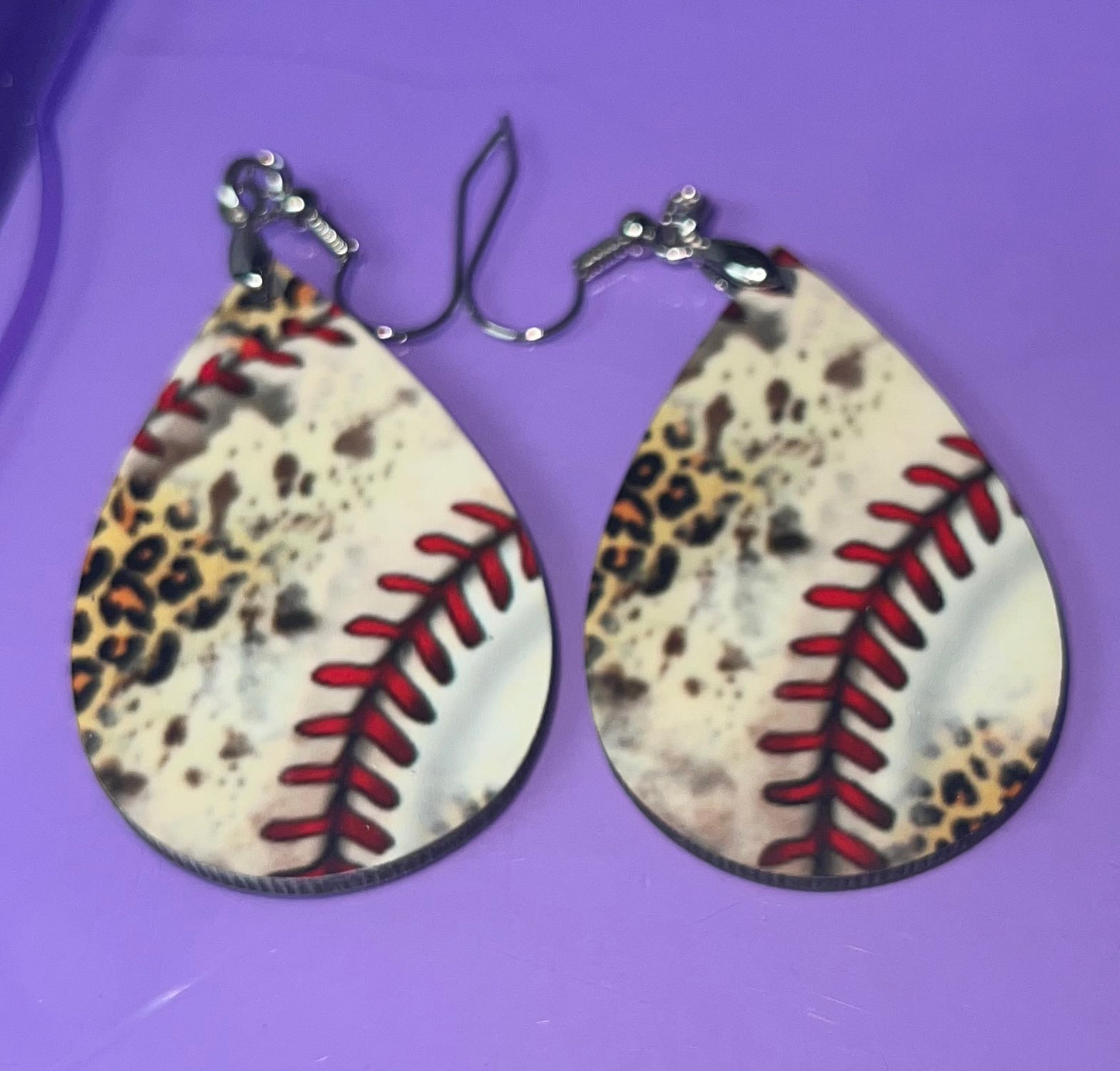 Baseball Leopard Earrings